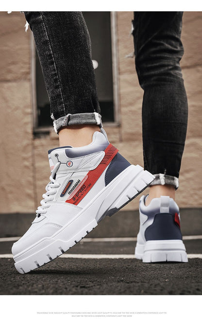 Tênis masculinos casuais de cano alto para outono, tênis de caminhada masculinos, tênis esportivos masculinos, tênis com sola macia para caminhada