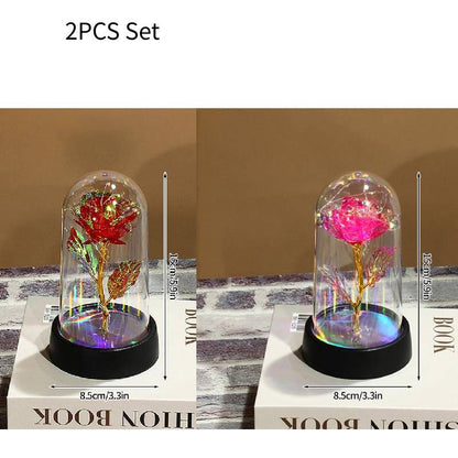 Eternal Rose Flowers Artificial Foil Flower in Glass Glow Immortal Flower LED Roses Lamp Flores Eternas Christmas Lover Gift