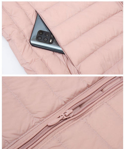 Schinteon Women Ultralight 90% White Duck Down Jacket with Removable Hood Autumn Winter Thin Outwear Portable Storage 2024 New