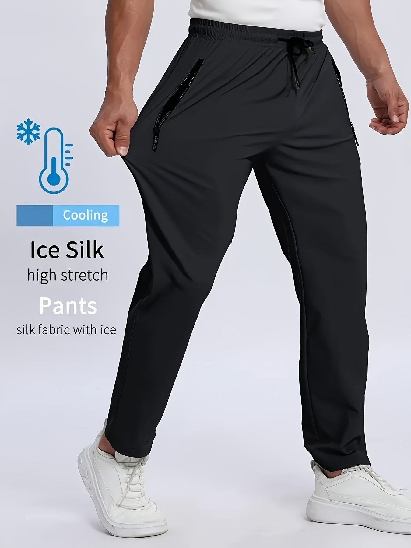 Calça Jogger Masculina Plus Size Respirável para Homens Calça de Moletom Secagem Rápida Reta Cós Elástico Estilo Coreano Clássico Esportivo