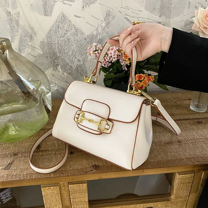 Acessórios femininos de fivela de couro metal com chapéu de feltro de pele com top côncavo e convexo, chapéu fedora e conjunto de bolsa combinando, estilo retrô