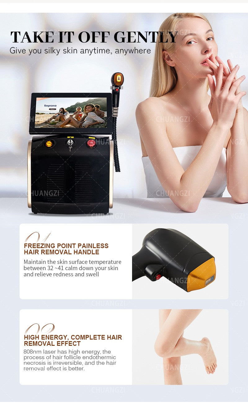 Portable 808 755nm Body Hair Laser Hair Removal Machine 3-Wave IPL Professional Diode Ice Titanium Permanent Painless