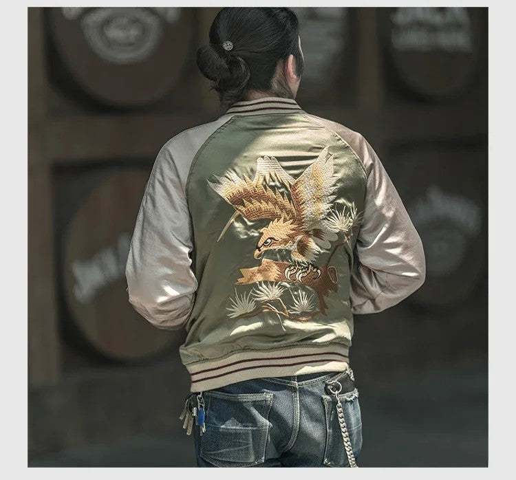 Non Stock Suka Reversible Souvenir Jacket Embroidered Sukajan Baseball Outerwear