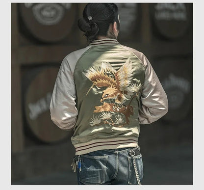 Non Stock Suka Reversible Souvenir Jacket Embroidered Sukajan Baseball Outerwear