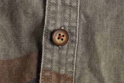 2024 Autumn and Winter New American Retro Woven Camouflage Cargo Shirt Men's 100% Cotton Washed Old Double Pockets Thin Jacket