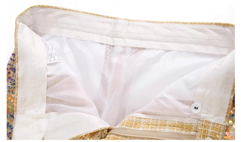 High-quality Sequined Suits Men Clothing Gold / Silver Autumn / Winter New Male Wedding Banquet Party Dress Blazer and Pant