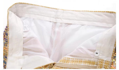 High-quality Sequined Suits Men Clothing Gold / Silver Autumn / Winter New Male Wedding Banquet Party Dress Blazer and Pant