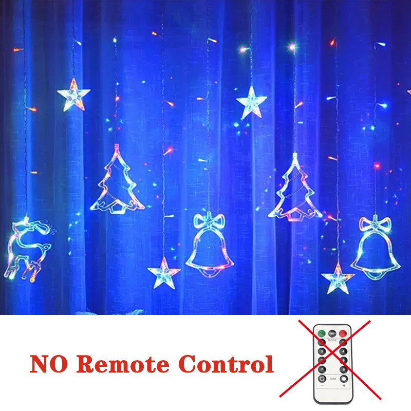 Christmas Decor LED String Garland Moon Star Curtain Light Christmas Tree Ornament Navidad Xmas 2023 New Year