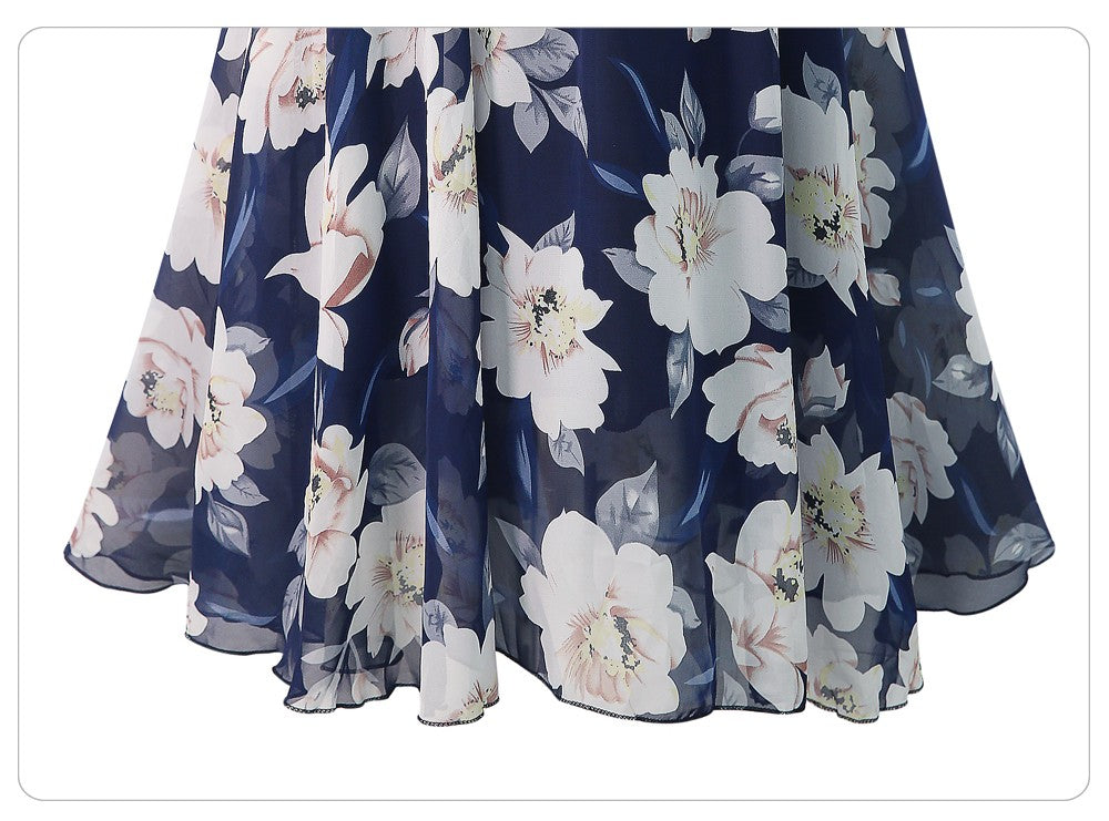 Plus Size Print Floral Skirt Women 2024 Summer Loose Elastic High Waist Chiffon Midi Skirts Lace Up Bow L-5XL Swing Jupe Femme