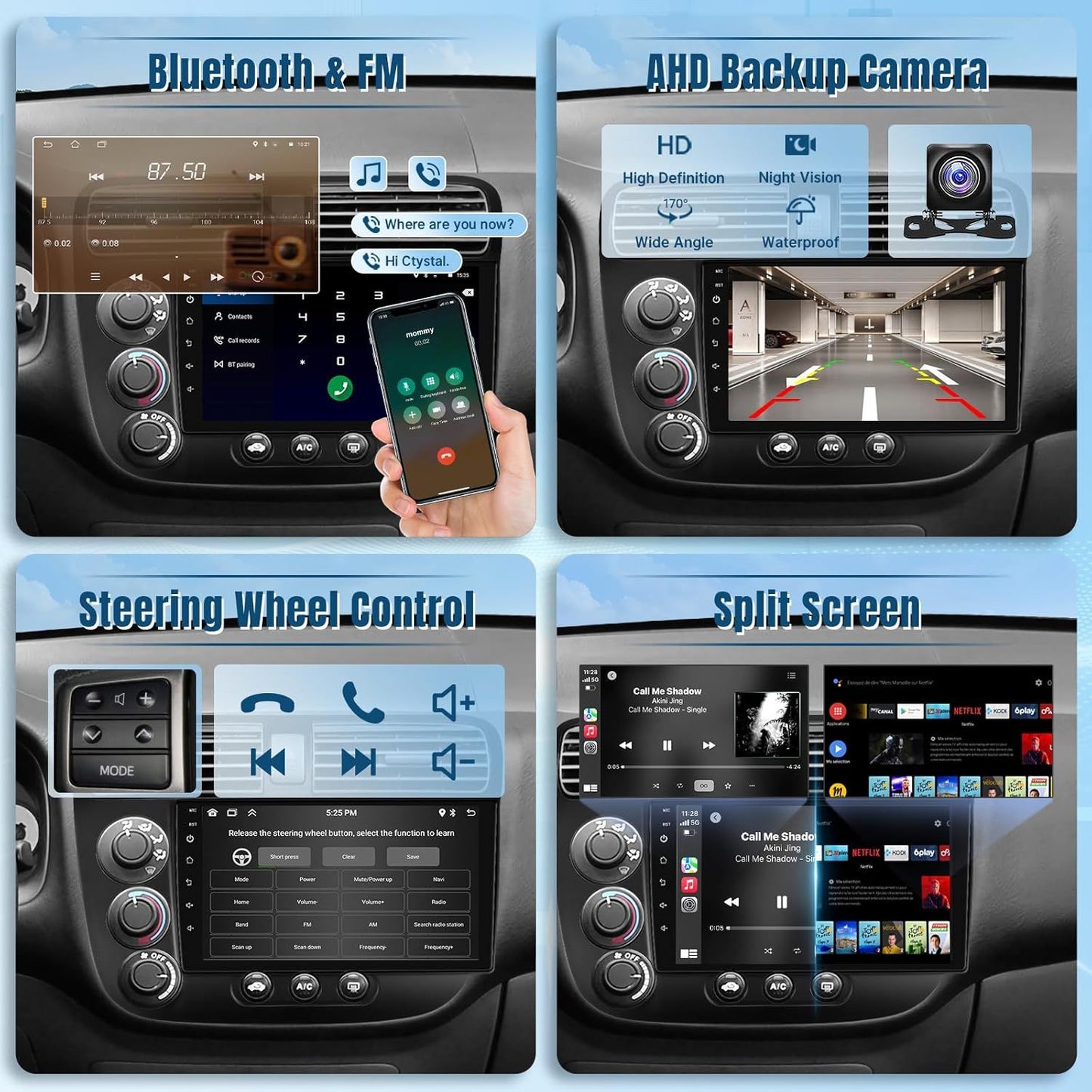 9" Wireless Car Radio for Honda Civic 2001-2005 HD Touchscreen CarPlay Android Auto Car Video Player with GPS WiFi Backup Camera
