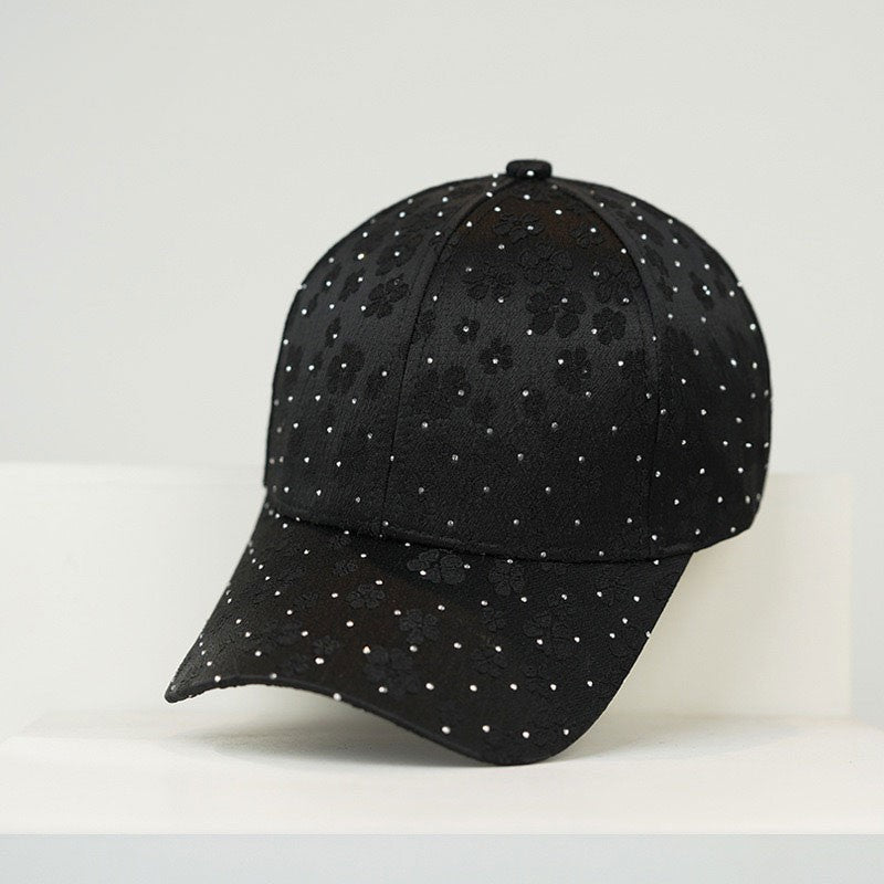 Fashion Retro Diamond Luxury Rhinestone Baseball Cap Satin Streetwear Hip Hop Hat Bones Snapback Ponytail Peaked Hats Caps Men