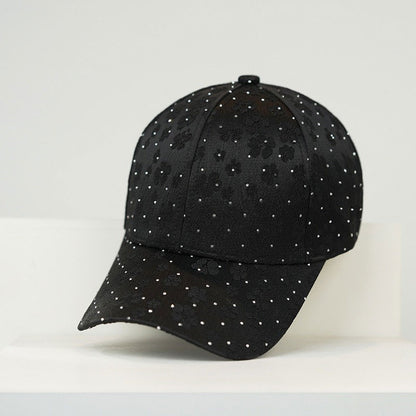 Fashion Retro Diamond Luxury Rhinestone Baseball Cap Satin Streetwear Hip Hop Hat Bones Snapback Ponytail Peaked Hats Caps Men