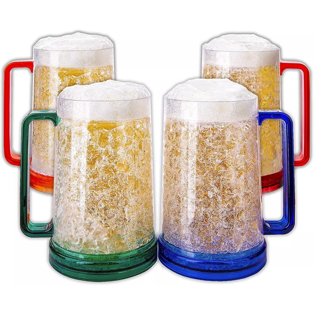 Canecas de Cerveja de Parede Dupla com Gel Congelante, Canecas de Uísque Transparentes com Alça para Bar e Copos de Bebida para Uso Externo