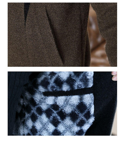 High End Splicing Men's Woolen Coat Winter Thick and Warm Wool Blends Jacket Fashion Casual Social Standing Collar Overcoat 4XL