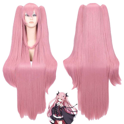 The Ending Seraphim Krul Tepes Cosplay Synthetic Hair 38-Inch Vampire Witch Halloween Theme Party Anime Wig In Cherry Pink