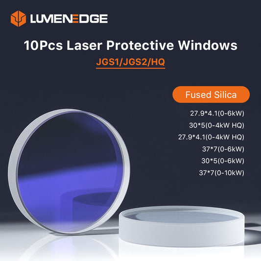 10pcs LUMENEDGE Laser Protective Windows 27.9*4.1 30*5 37*7 Fused Silica Lens 1064nm For Raytools/WSX/Precitec Laser Head