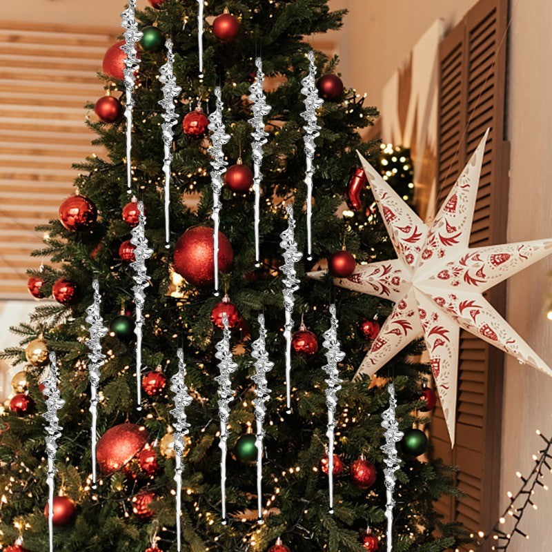 Clear Acrylic Icicle Ornaments Christmas Clear Crystal Icicles Pendants Christmas Tree Hanging Icicles Drop Xmas Wedding Decor