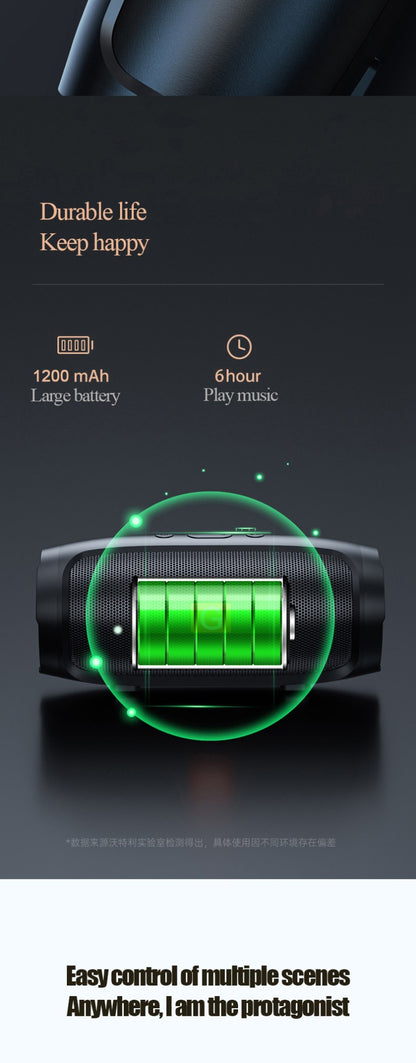 Caixa de som Bluetooth JBJ007, subwoofer, alto-falante estéreo portátil pequeno para ambientes externos, alto-falante sem fio Bluetooth inteligente para casa