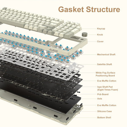 Teclado Mecânico com Fio Ajazz AK992, Layout Completo de 98 Teclas, Hot-Swap, Teclado USB para Jogos, Botão de Tecla Multimídia para Desktop PC Laptop