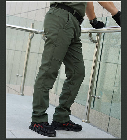 TRVLWEGO Winter Men Camping Hiking Pants Tactic Travel Soft Shell Warm Waterproof Fleece Windproof Outdoor Trekking Trousers