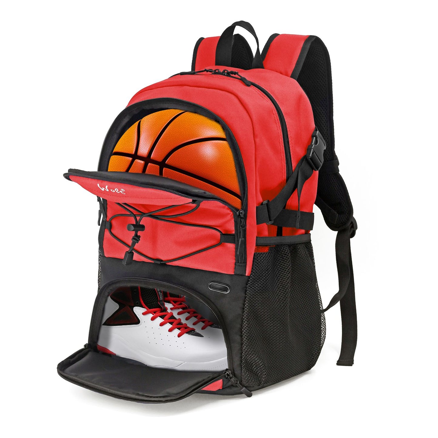 Wolt | Basketball Backpack Large Sports Bag with Separate Ball holder & Shoes compartment, Best for Basketball, Soccer, Voll
