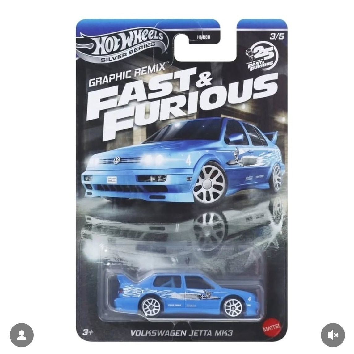 In Stock Hot Wheels 2025 HNR88 Silver Series Graphic Remix Fast & Furious Car Models 1/64 Honda S2000 Nissan Volkswagen Car Gift