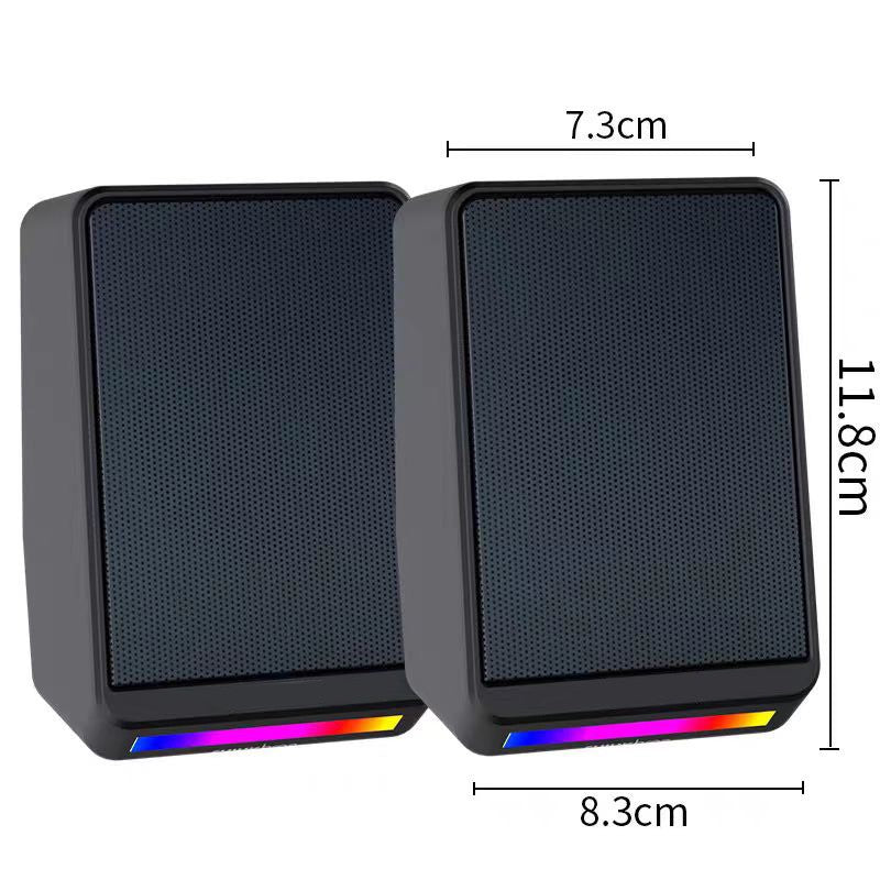 Mini Caixas de Som Estéreo Multimídia para Computador Luz LED TS38 Caixa de Som Gamer com Fio e Subwoofer para Desktop Notebook TV Projetor