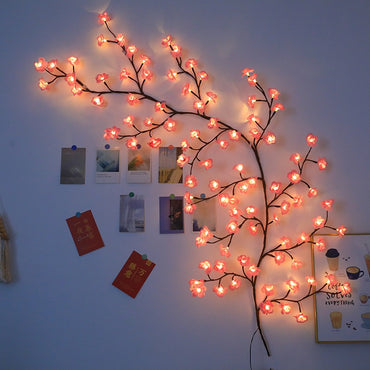 72/96 Cherry Blossom Vine String Lights Glowing Cherry Blossom Branch Lights, Flexible Blossom Vine Lights 8 Mode For Home Decor