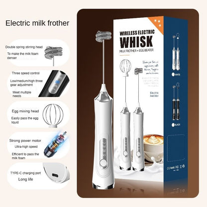 Espumador de leite elétrico, batedor de ovos manual, máquina de café portátil, batedor de creme, mixer de alimentos de cozinha de 3 velocidades, misturador de ingredientes