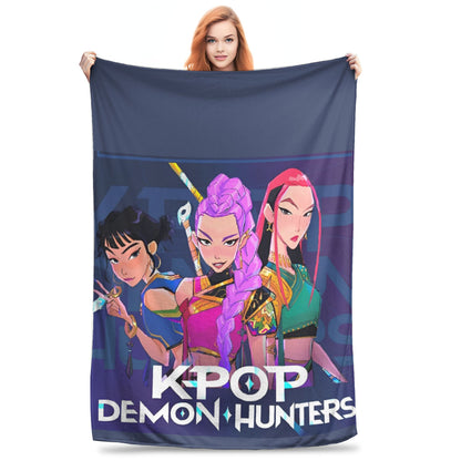 Kpop Demon Hunters Zoey Huntrix Blankets  Plush Vintage Soft Throw Blankets for Bedspread Summer,