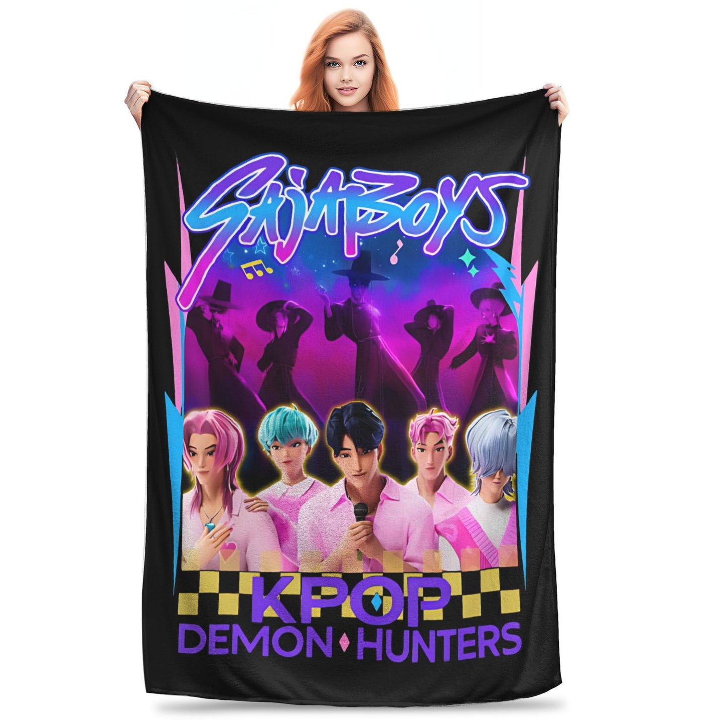 Saja Boys  Kpop Demon Hunters Blanket Fleece Summer   Multifunction Warm Throw Blanket for Bed Couch Bedspreads