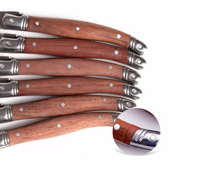 6-7pcs 9inch Stainless steel Laguiole Steak Knives Wooden Table Dinner Knifes Wood handle Japanese Cutlery  Korean Dinnerware