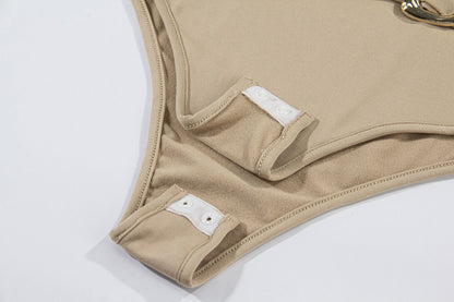 2025 Spring Autumn Deep V Neck Long Sleeve Bodysuits Women Fashion Solid Slim Fit Pleated T-Shirt Casual Female Jummsuits Tops