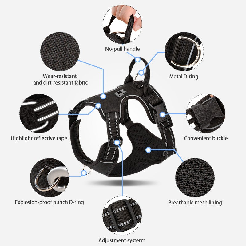 SMALL COMBINATION Dog Harness No Pull Reflective Pet Dog Chest Harness Adjustable for Small Medium Large Dogs Outdoor Walking
