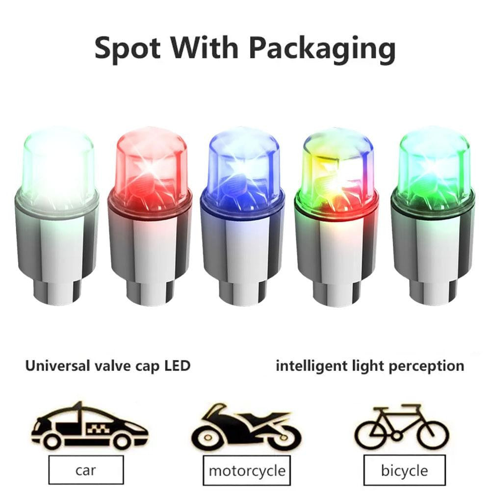 2 Peças de Luzes de Roda de Motocicleta Luzes de Pneu Luminosas Luz Ambiente de Cubo de Carro Universal Carro Motocicleta Lâmpada de Neon Luzes de Tampa de Válvula Decoração de Carro