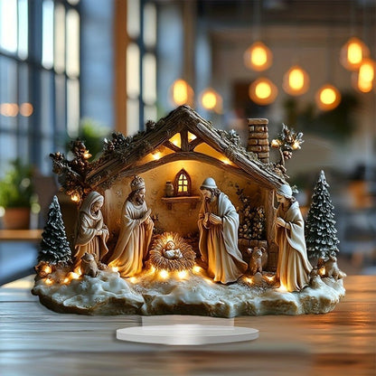 Jesus Birth Decor Glossy Acrylic Xmas Centerpiece Nativity Table Accessory Lightweight 2d Flat Christian Decoration For Party