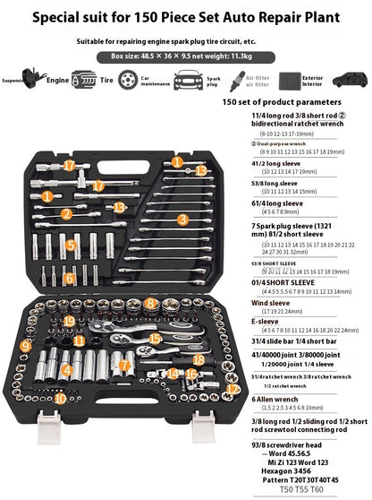 Grande Conjunto de Ferramentas para Reparo Automotivo Chave de Boca de Soquete de Manutenção Automotiva Conjunto de Combinação de Soquetes Multifuncional