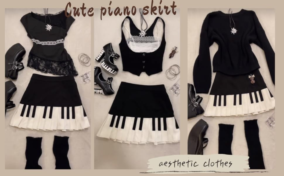 2000s Aesthetic Elegant Women Piano Skirt Stripe Design Y2k Slim Mini Skirt Female Black White Spliced Korea Style Chic Outfits