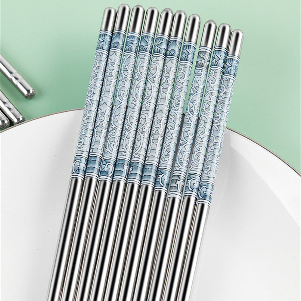 Conjunto de Hashis de Aço Inoxidável para Casa Hashis Reutilizáveis para Adultos Hashis Antiderrapantes Utensílios de Cozinha