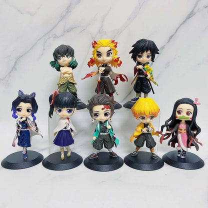 Boneco de 15cm Anime Demon Slayer Nezuko Tanjirou Zenitsu Inosuke Kyoujurou Shinobu Giyuu Qposket, Brinquedo Infantil, Presente de Natal