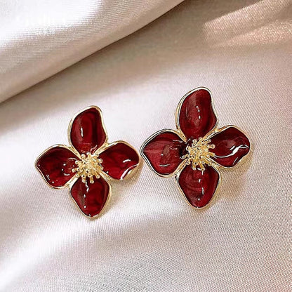 Brincos de Hibisco de Aço Inoxidável para Mulheres Meninas Brincos Vintage Românticos Joias da Moda Elegantes para Festa Presentes