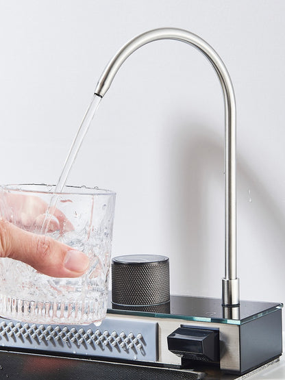 Large 304 Kitchen Sinks 75x45cm Stainless Steel Kitchen Waterfall Sink Digital Display Large Single Sink Dish Washer Faucet