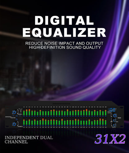 EQ31SUB Digital Equalizer 31 Stage Tuner Professional Stage Performance Noise Reduction Audio Processing