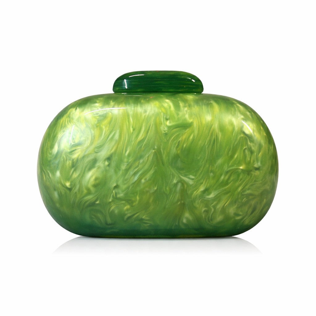 Women's Oval Shell Goose Egg Acrylic Clutch Bag Ladies Shoulder Crossbody Handbag with Chain Magnetic Buckle Closure Mini Purses