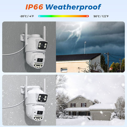 10MP 5K Wifi IP Camera Outdoor 2.4GHZ 5GHZ PTZ Surveillance Camera Dual Lens Dual Screens Email Alert 4K Security Protection