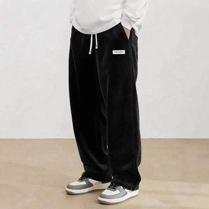 Mens Corduroy Casual Pants Fashion Loose Fit Baggy Pant Straight Sweatpants Elastic Waist Drawstring Outdoor Streetwear New 2025