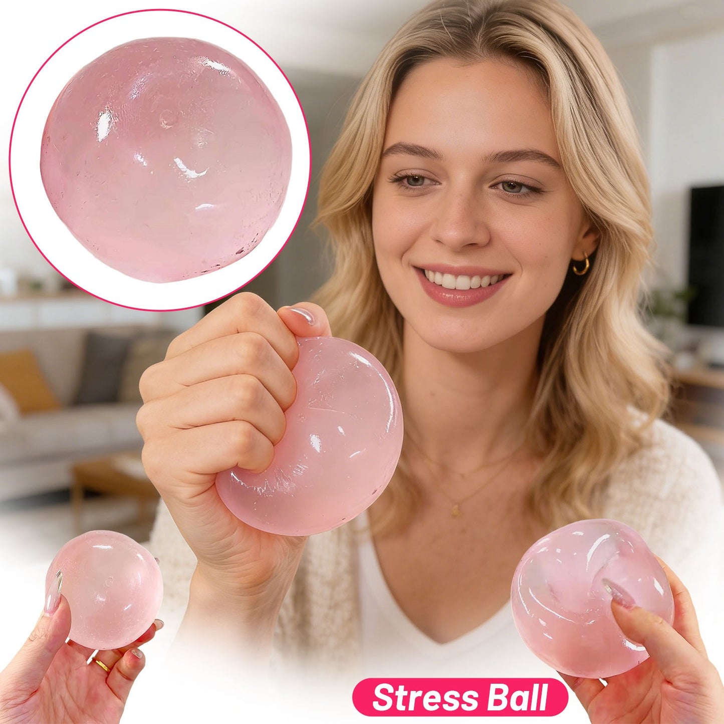 Transparent Squishy Ball Stress Relief Toy Anti Anxiety Squeeze Toy Crystal Decompression Gadget Fun Fidget Toy for Adults Kids