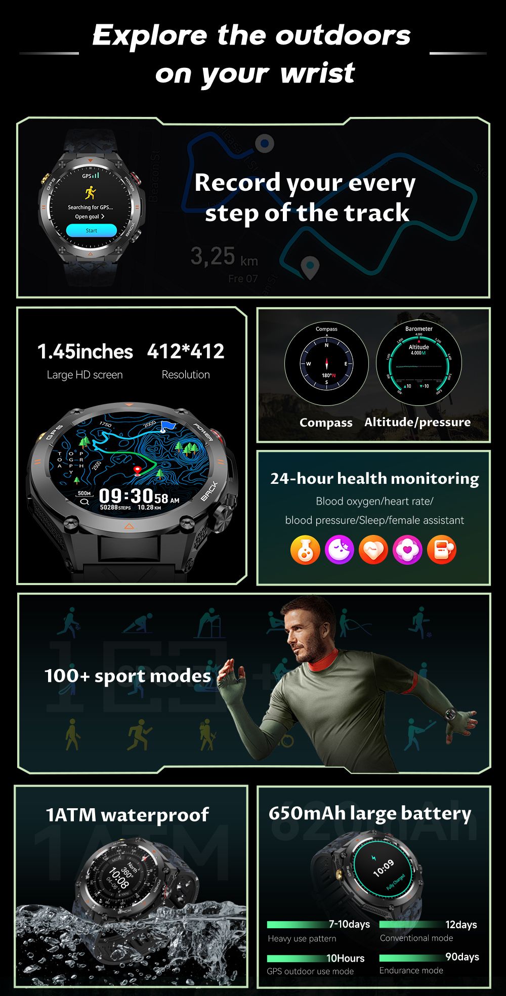 Smartwatch COLMI V75 GPS 2024 Tela Ultra HD de 1.45" GPS e Bússola Integrados Faz/Recebe Chamadas Bateria de 650mAh