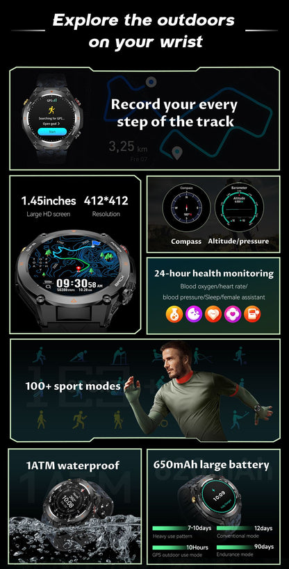 Smartwatch COLMI V75 GPS 2024 Tela Ultra HD de 1.45" GPS e Bússola Integrados Faz/Recebe Chamadas Bateria de 650mAh