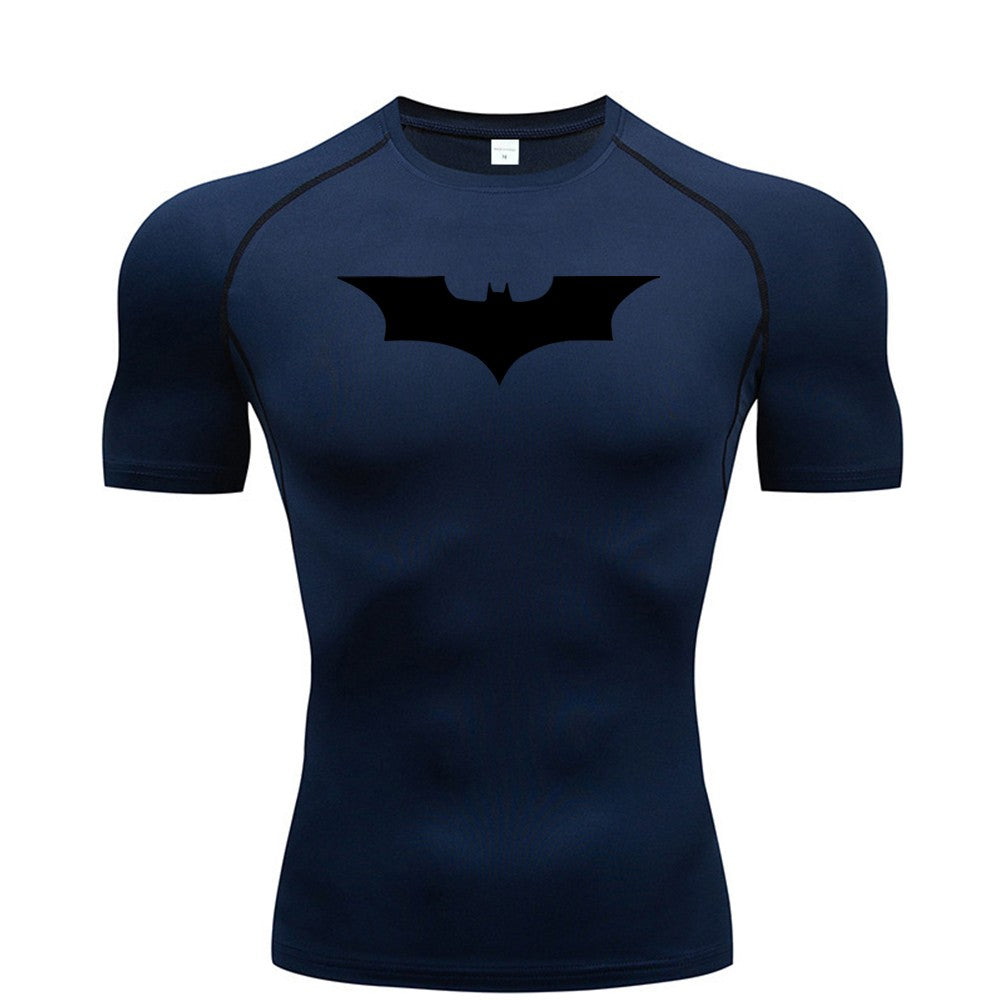 Bat Printed Men's Tight T-Shirt Running Compression Compression T Shirt Gym Fitness Jogging Short Sleeve Male Casual Shirt Tops